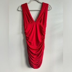 Bodycon rutched red dress